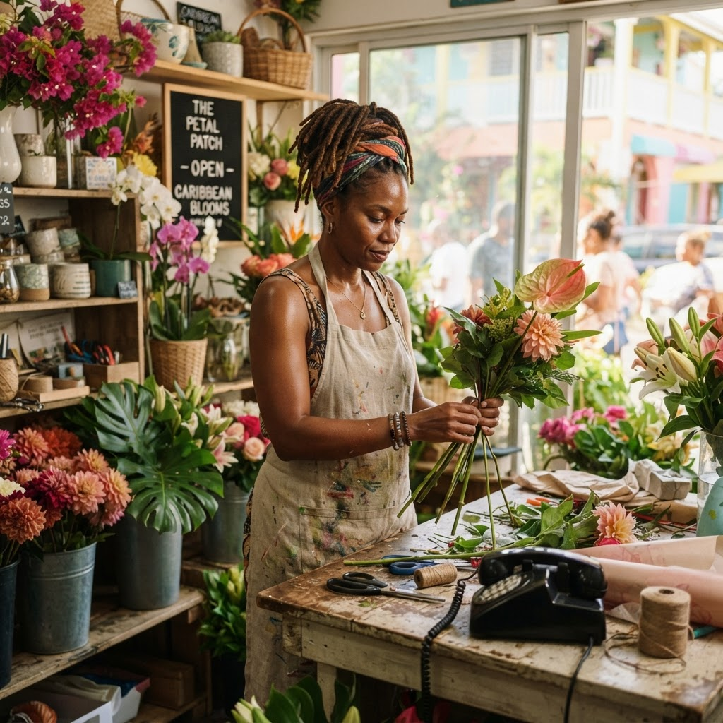 Commerçante occupée dans sa boutique pendant que le téléphone sonne